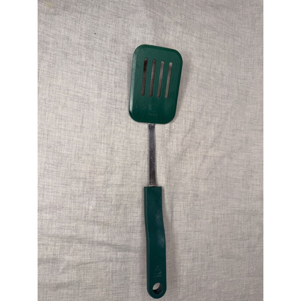 Vintage Bonny USA Green Slotted Spatula Turner Rare Color 13”+ kitsch cottage